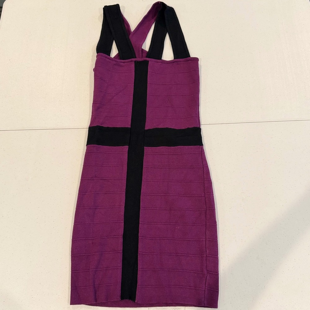 Y2K Vintage Apple Bottoms Womens Size S Bandage Dress Purple Black Bodycon Mini
